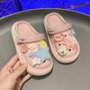 Детские сандалии для девочек 2024 года, летние, новые, модные, в корейском стиле, удобные, нескользящие, милые, с рисунком, универсальные, классные, пляжные туфли