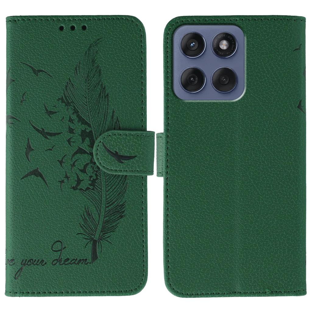For Motorola Edge 60 5G/60 Fusion 5G Case Feather Imprint PU Leather Wallet Phone Cover