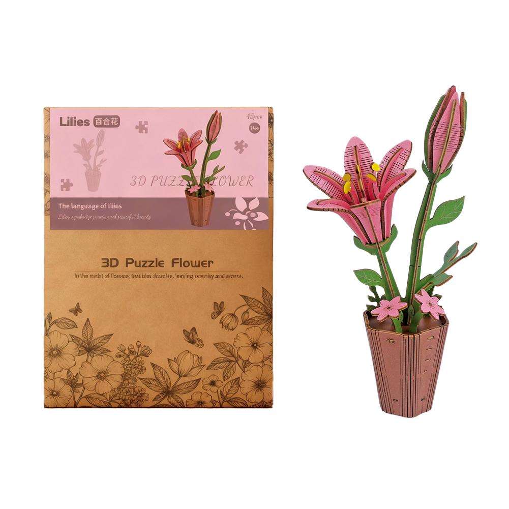 3D Деревянные Пазлы Цветы Сделай Сам Искусственный Ботанический Букет Набор Пазлов Домашний Декор Для Взрослых Подарок на День Матери День Рождения