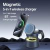 Mindpure 3-in-1 Magnetic Wireless Charger Station Foldable 15W Charging Stand with RGB Night Light and Speaker