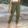 Женские брюки, легкие брюки, летние повседневные пляжные брюки с эластичной резинкой на талии и карманами