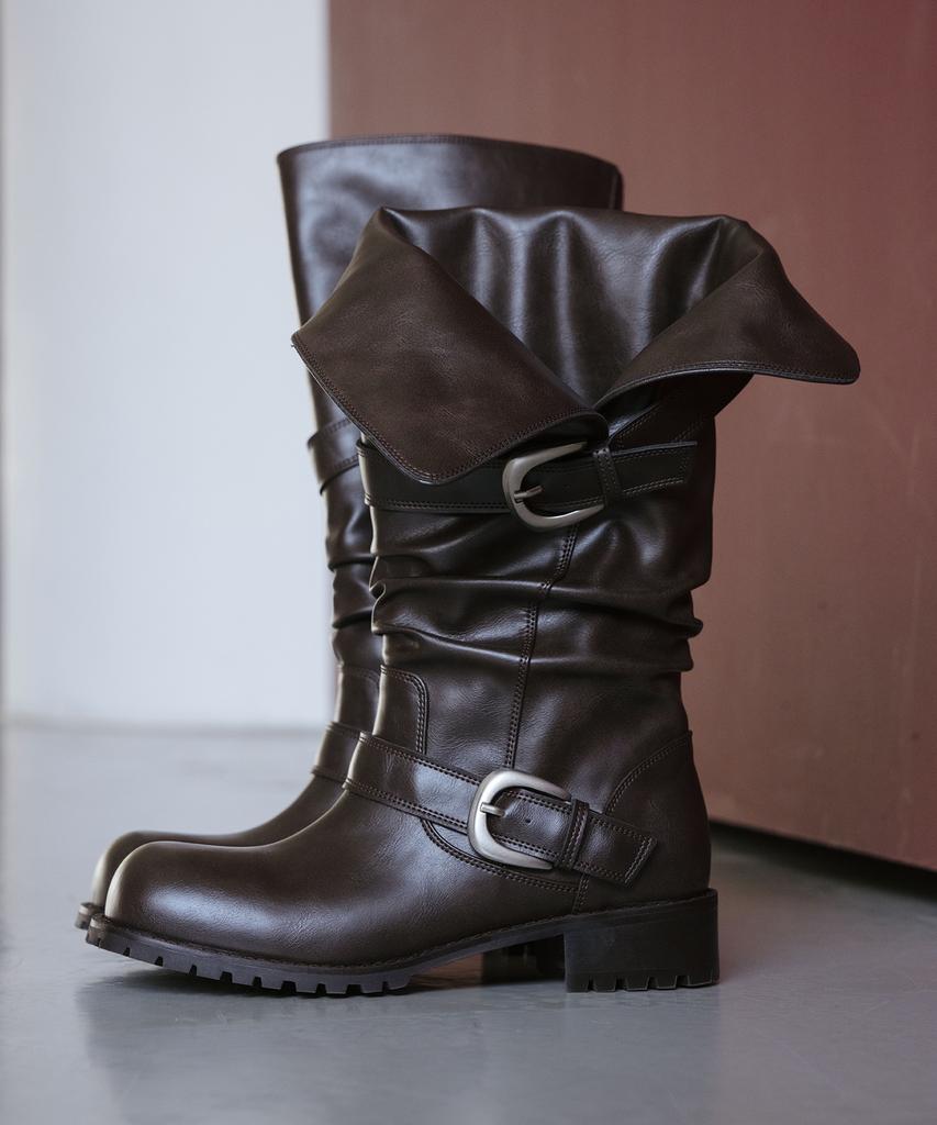 JILL BY JILLSTUART [Rover] Two-Buckle Biker Boots - 2 Colors