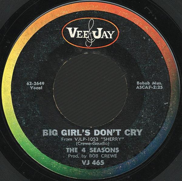 7-дюймовая пластинка FOUR SEASONS Big Girls Dont Cry VJ465 Vee Jay Records 1962 США Рок Б/у