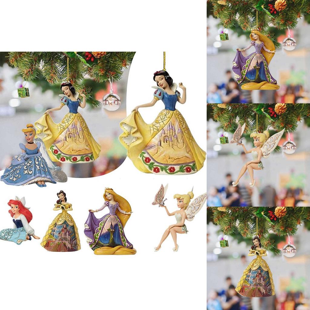 Delightful Snow White Ariel Belle Rapunzel Acrylic Pendant Ornaments Xmas Tree Decor