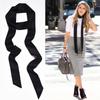 5X190CM New Women Narrow Long Scarf 190x5cm Solid Color Chiffon Silk Rubber Red Tie Black Bag Ribbon Headbands Choker Streamer