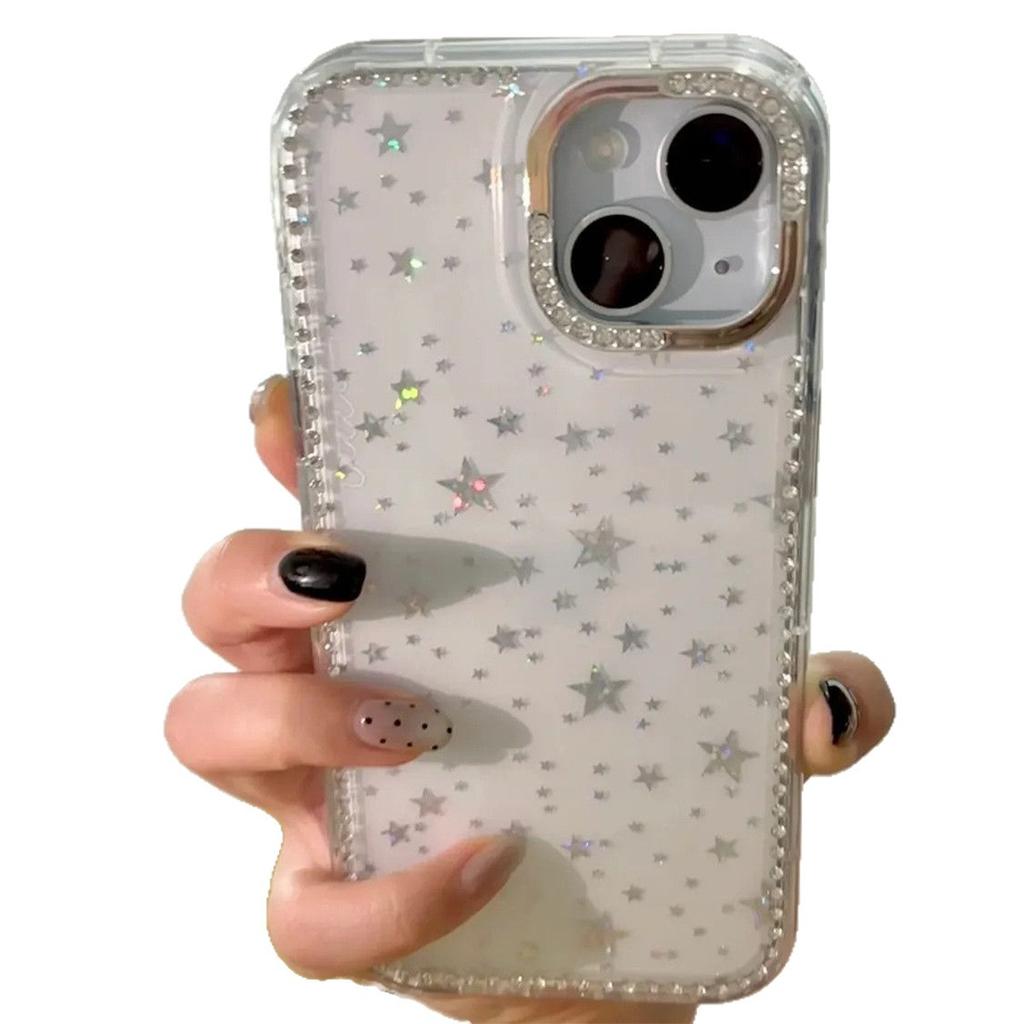 Laser Star Sparkling Diamond Shell for Apple 17PROMAX All Inclusive Japanese and Korean Large Hole Personalized Anti Fall Goddess Water Diamond Shell