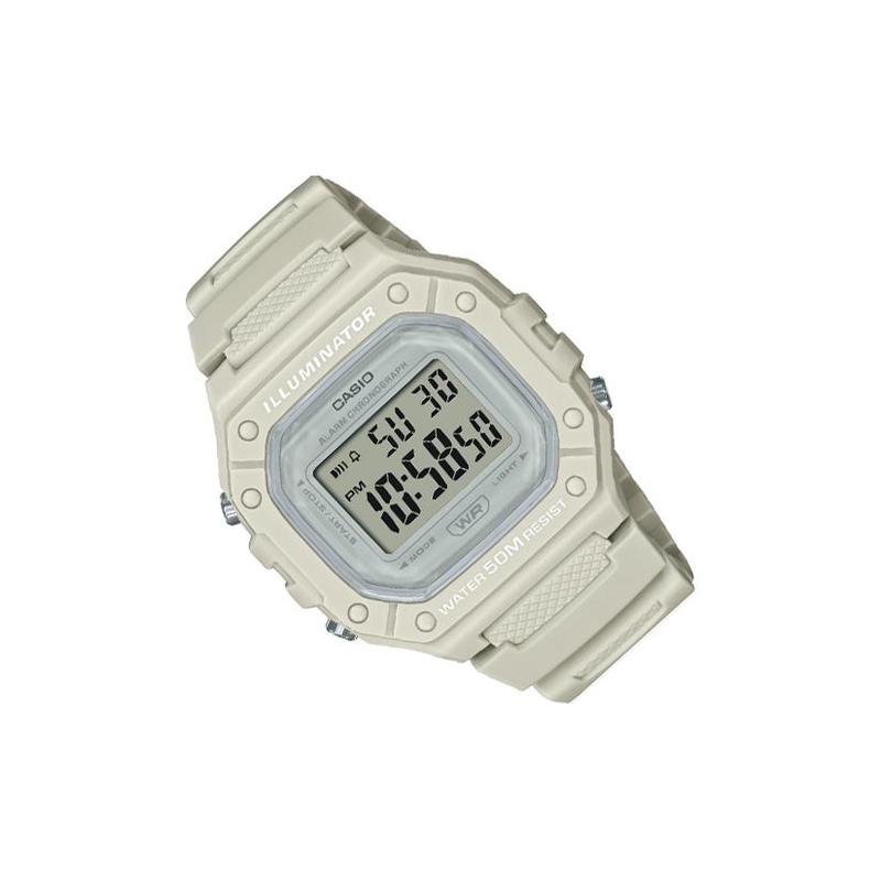 Casio Серия DIGITAL - квадратные модные трендовые спортивные 50 метров водонепроницаемые кварцевый механизм полимерный ремешок японские и корейские часы женские часы W-218HC-8AV