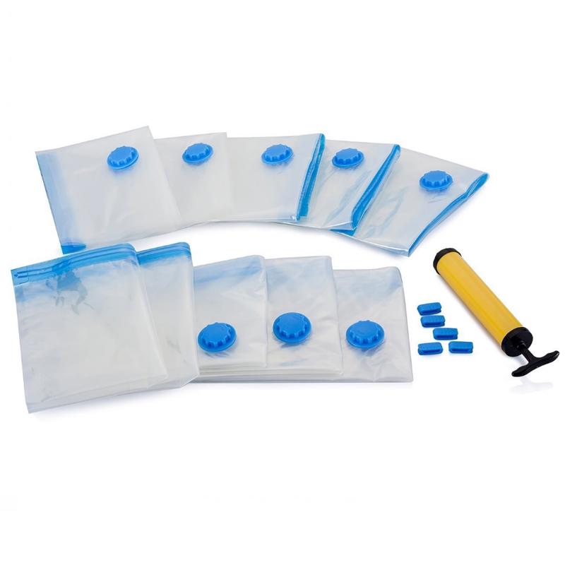 Vogue Space Saver Seal Saving Universal 9 Size Pratical Manually Organizer BagPump Compressed Vacuum Storage Bags Clear