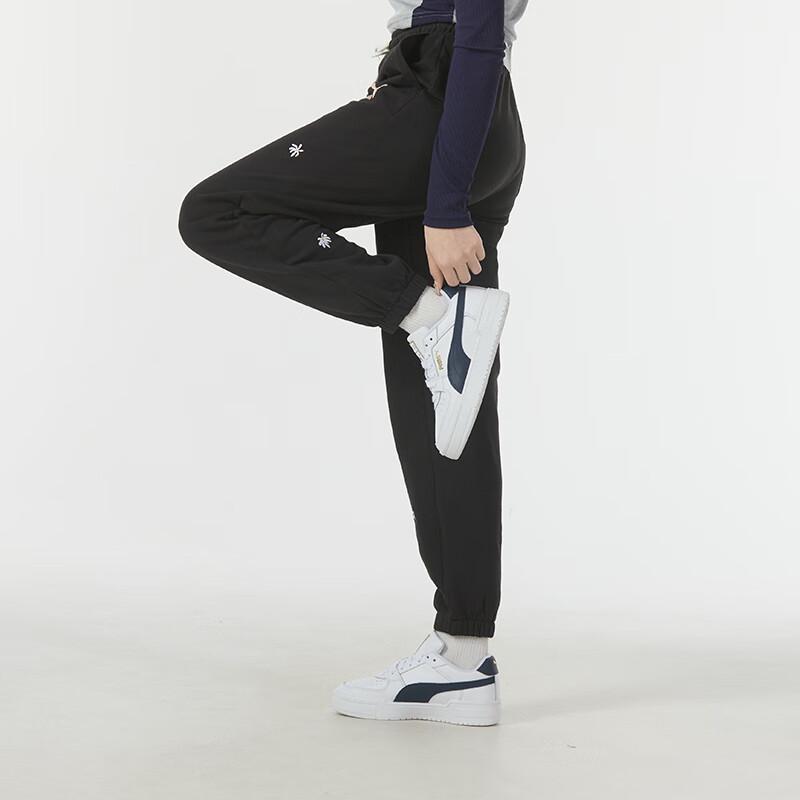 Puma Вышитые штаны для бега и фитнеса с завязками, женские трикотажные брюки, черные 625810-01