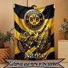Custom Name Personalized Borussia Dortmund Bvb Print Blanket, Home Decor, Bedroom, Sofa, Camping, Couch, Gifts for Birthday Christmas