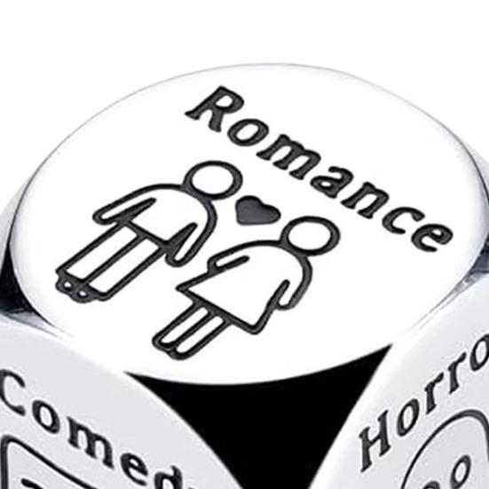Date Idea Decider Dice Portable Stainless Steel Adults Couple Decision Dice 6 Sides Food Takeaway Decision Dice Girlfriend Boyfriend Gift