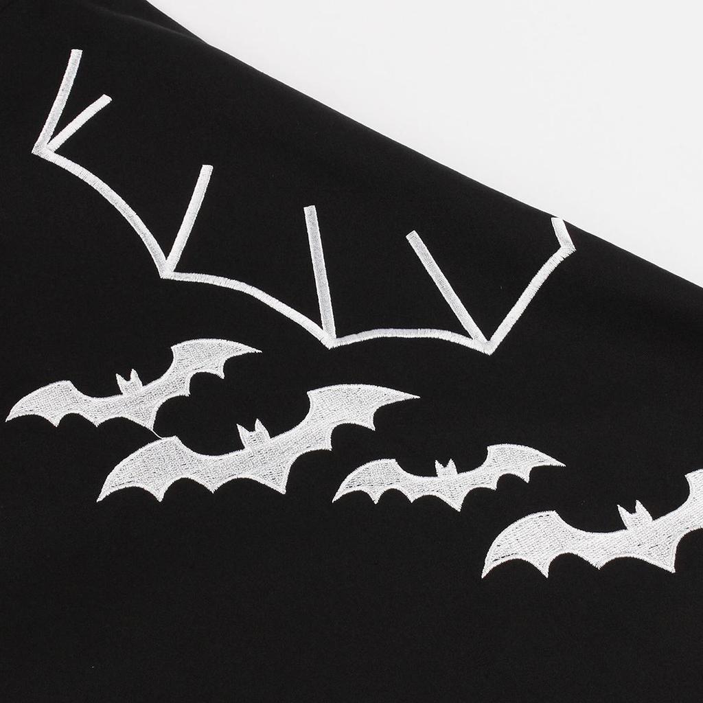 Женское свободное платье на Хэллоуин с вышивкой «Летучая мышь» для косплея, праздничная одежда черного цвета, платья больших размеров от XL до 5XL