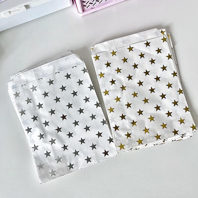 10 шт. Ins Style Simple Silver High Grade Star Hot Silver Paper Bag Gift Packaging Bag Card Packaging Materials