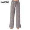 Весенние и летние женские брюки из хлопка и льна, однотонные свободные повседневные широкие брюки с завязками и карманами