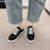 1pair Flat Convenient Canvas Casual Sneaker Comfort Lace-Up Board Shoes Low Top
