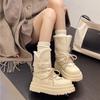 Женские зимние сапоги 2025 Зимний новый стиль Модные флисовые, Утепленные, На платформе, На толстой подошве Водонепроницаемые ботильоны для женщин
