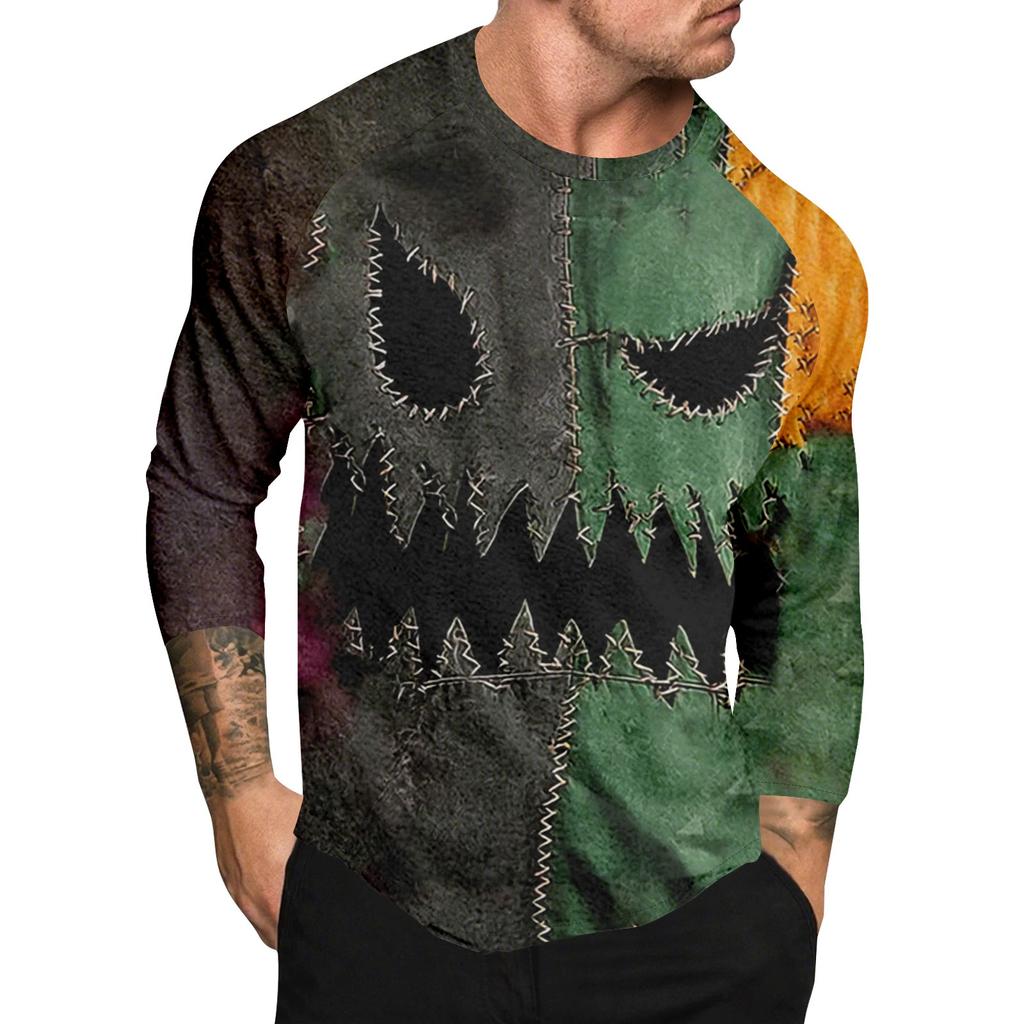 Мужской топ с длинным рукавом реглан с принтом на Хэллоуин