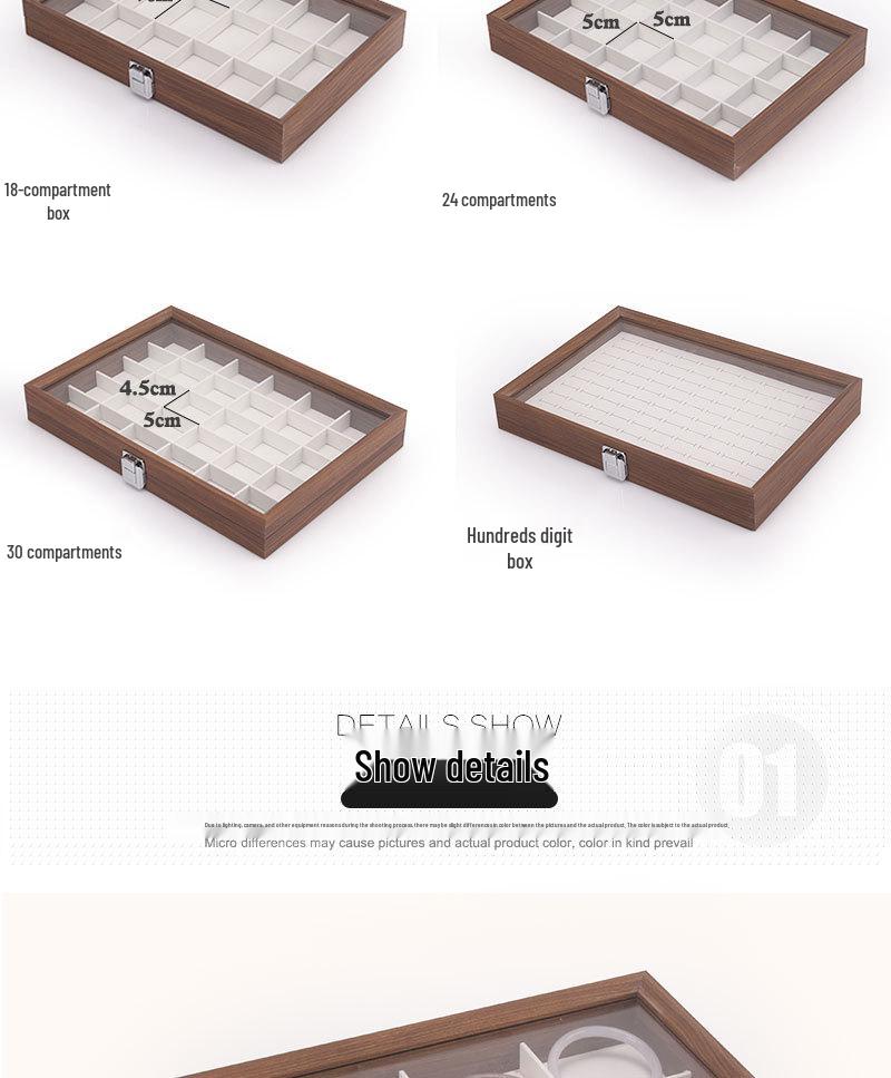 Шкатулка для украшений из орехового дерева с белой кожей и крышкой, пыленепроницаемое хранилище для серег, колец, ожерелий и браслетов.