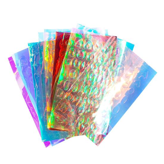 10Pcs/11Pcs/16Pcs Nail Ice Sticker Aurora Effect Reflective Colorful Foil Film Sparkling Glass Ice Cube Decoration for Manicure