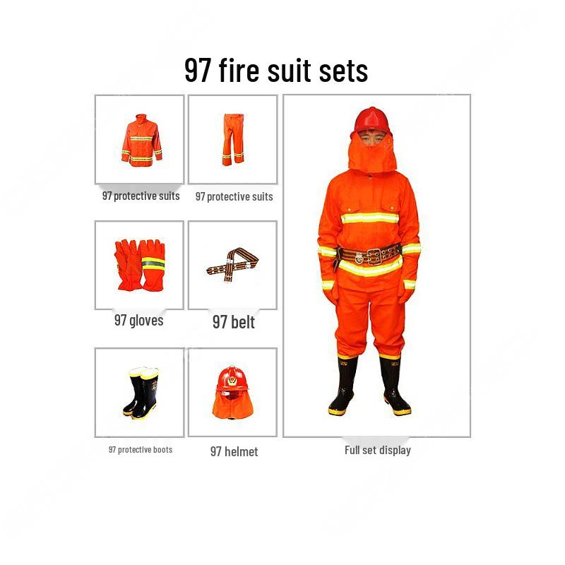 Пожарный тренировочный костюм в стиле 97: Набор из 6 предметов со шлемом, перчатками, ботинками и боевой формой