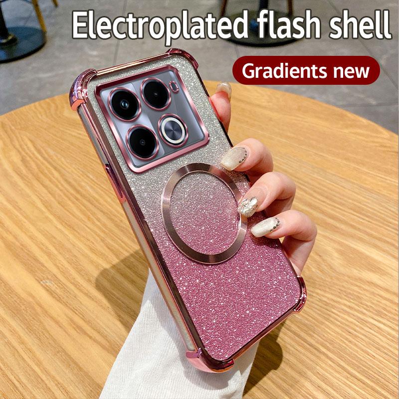 Роскошный противоударный прозрачный магнитный чехол для телефона с кольцом для Infinix Note 30 40 Pro Plus 4G Smart 8 7 5 2020 Glitte Soft Cover