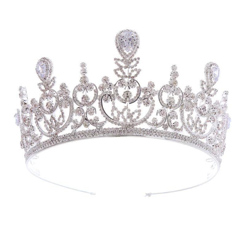 Свадебная корона Роскошная ручная работа Цирконовая корона принцессы Тиара Аксессуары для волос Зимняя повязка на голову