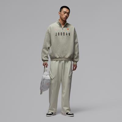 Men's Jordan Sweatshirts Men's Beige Gray Stand Collar Moderate