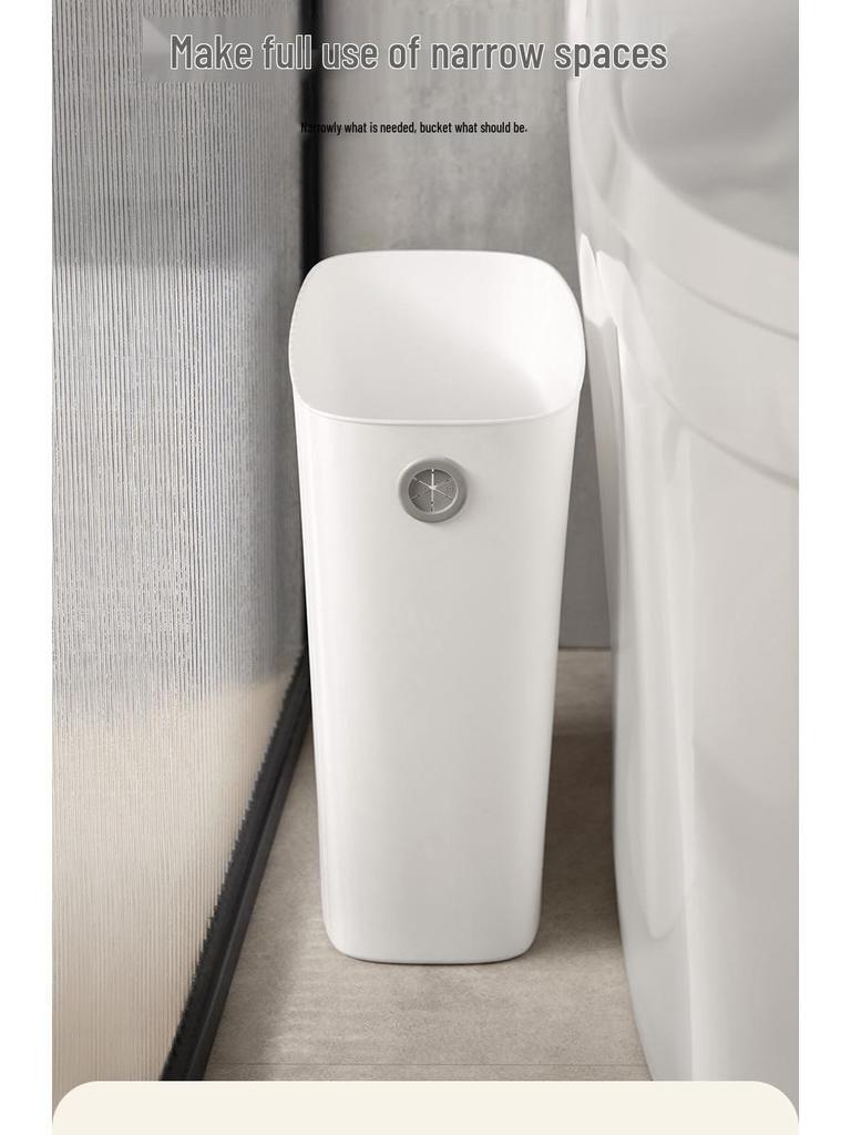 Gap-Friendly Lidless Trash Can for Home - Living Room, Bathroom, Kitchen