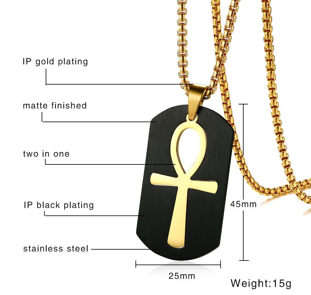Vnox Religion Egyptian Ankh Crucifix Cross Pendant Necklaces Stainless Steel Symbol of Life Cross Pendants Prayer Gifts Jewelry