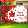 2D flat 1 Canada Day banner for Canada Day decoration maple leaves and landmarks with iconic symbols
