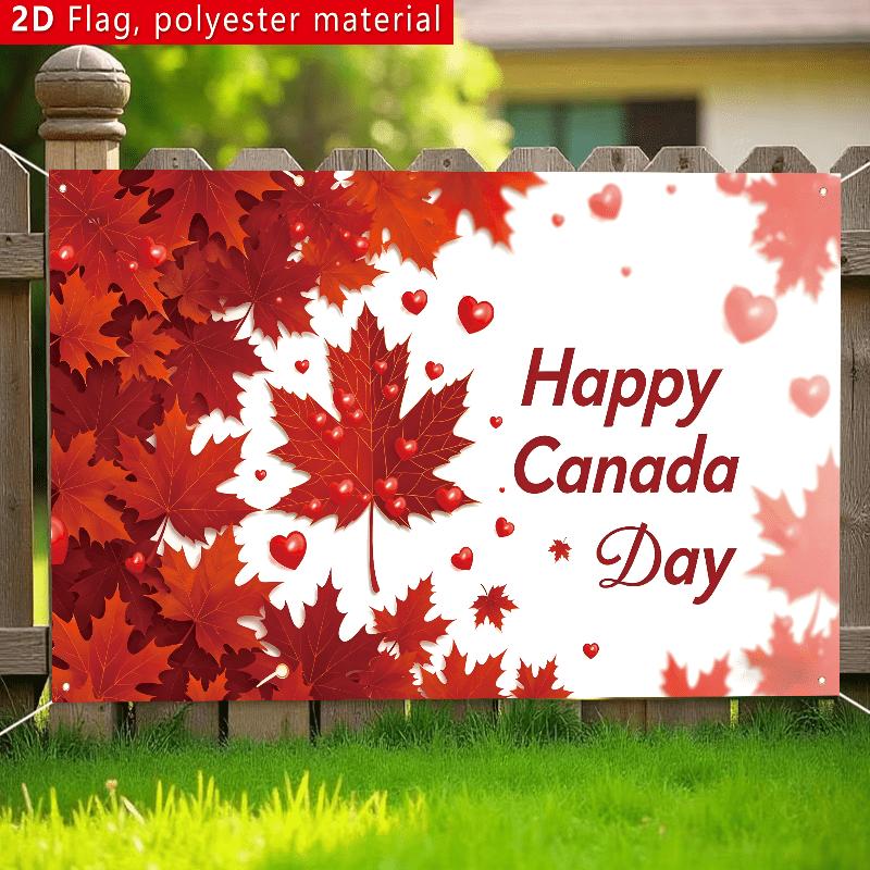 2D flat 1 Canada Day banner for Canada Day decoration maple leaves and landmarks with iconic symbols