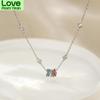 925 Sterling Silver Zircon Colorful Circle Charm Pendent Necklace For Women Girls Party Jewelry Choker Collar Dz646