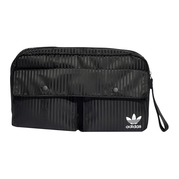 adidas Оригинальный полосатый узор Маленький логотип Модный полиэстеровый поясной мешок Женские сумки Черный HD7021