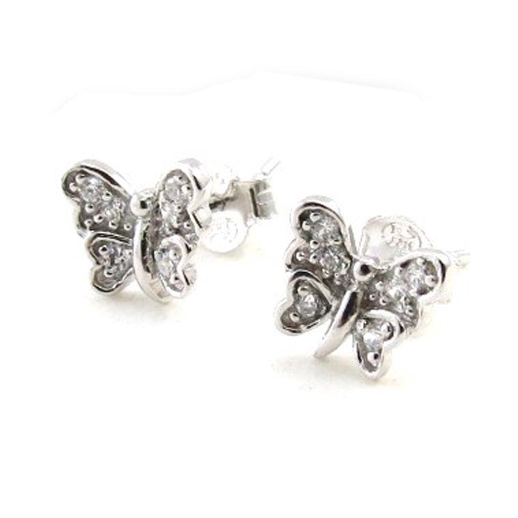 Les Trésors De Lily [I9835] - Серебряные серьги «Бабочки» Серебро белое (родиевое покрытие) - 7х8 мм