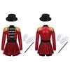 Girls Ringmaster Circus Costume Set Long Sleeve Tassel Shoulder Back Zipper Sequin Bodysuit Hat Magic Wand Gloves