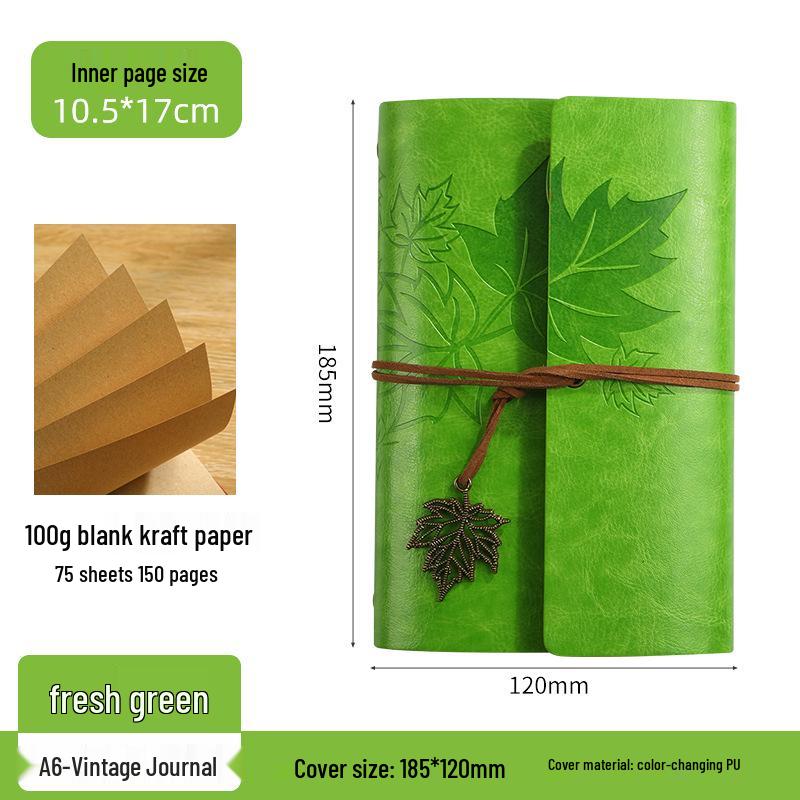 Ретро блокнот на кольцах «Кленовый лист» с настраиваемым логотипом и обложкой с эффектом «кожи»