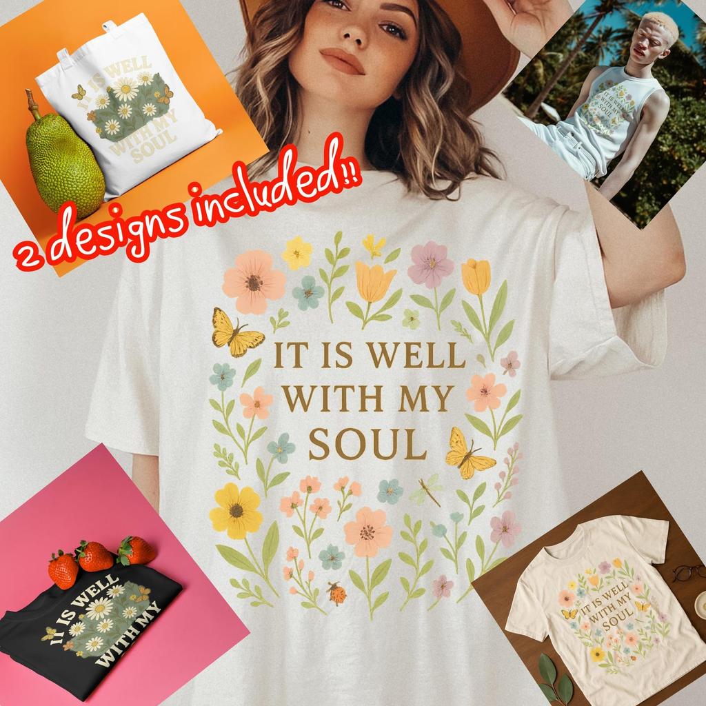 Christian Floral Quote PNG Bundle: Bible Verse Flowers & Butterfly Clipart