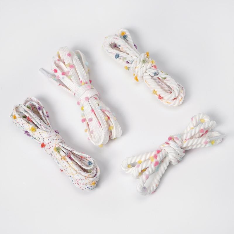 New Round Rainbow Hairball Shoelace for Shoes Flat Shoe Laces Colourful Dopamine Shoelaces for Sneakers Suit Women Man 1 Pair
