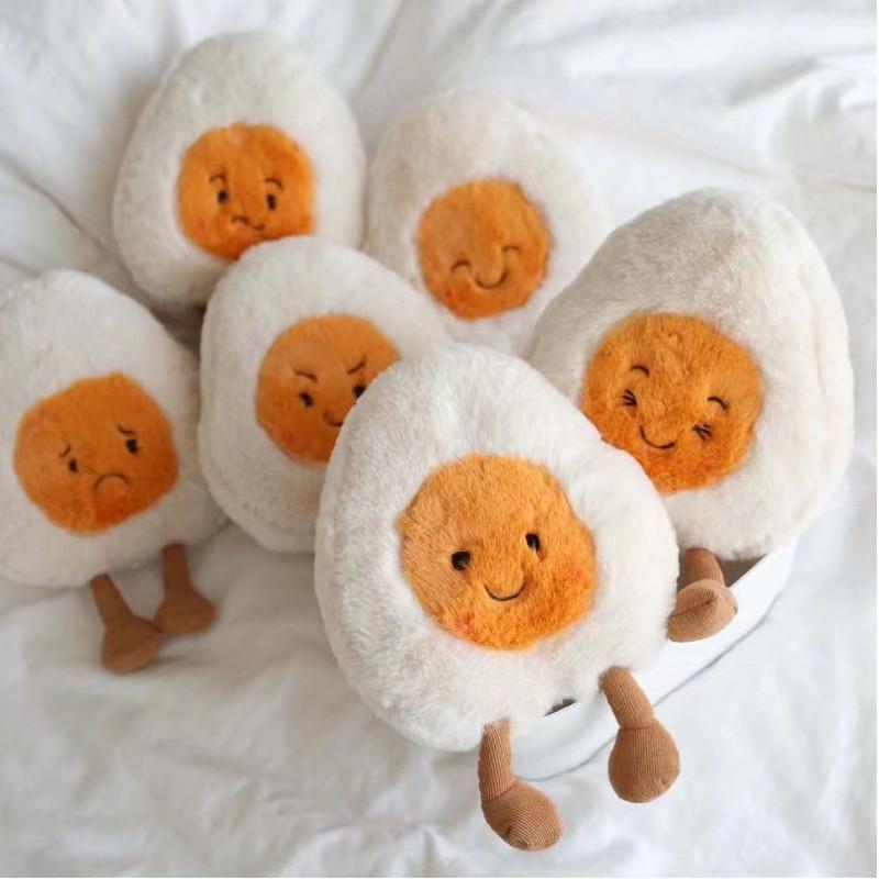 Adorable Boiled Egg Stuffed Toy With Expressive Faces 30cm Tall