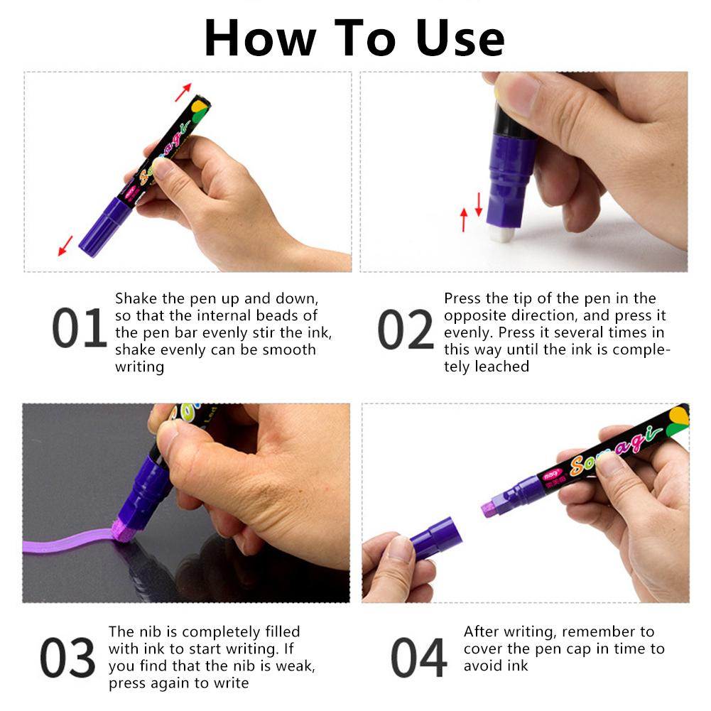 8 шт./компл. светодиодная доска для письма, стираемый маркер, флуоресцентный мел, доска для рисования стеклянных окон