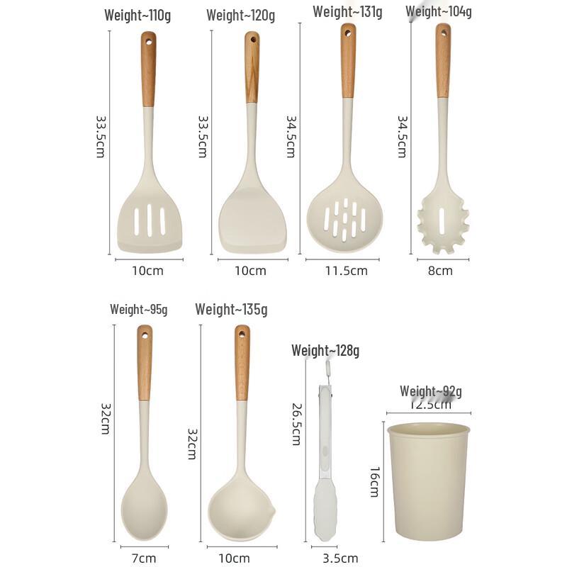 ZISIZ Wooden Handle Silicone Spatula Set