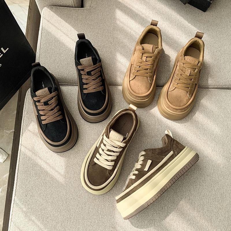 Туфли на платформе белые женские ретро осенние новые повседневные туфли Ins All-Matching Muffin Sneakers