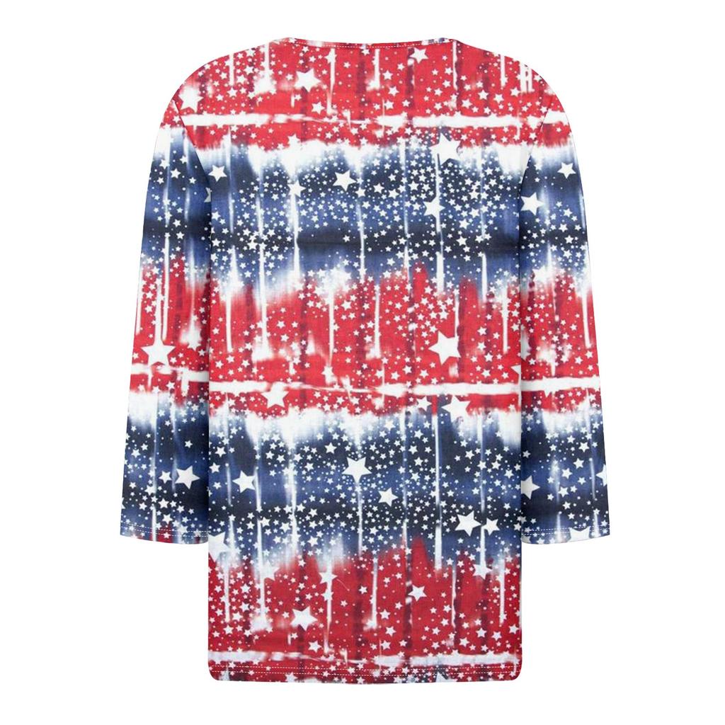 Women's T Shirt Tee Print Button 3/4 Sleeve Daily Weekend Fashion Basic V Neck Regular Top