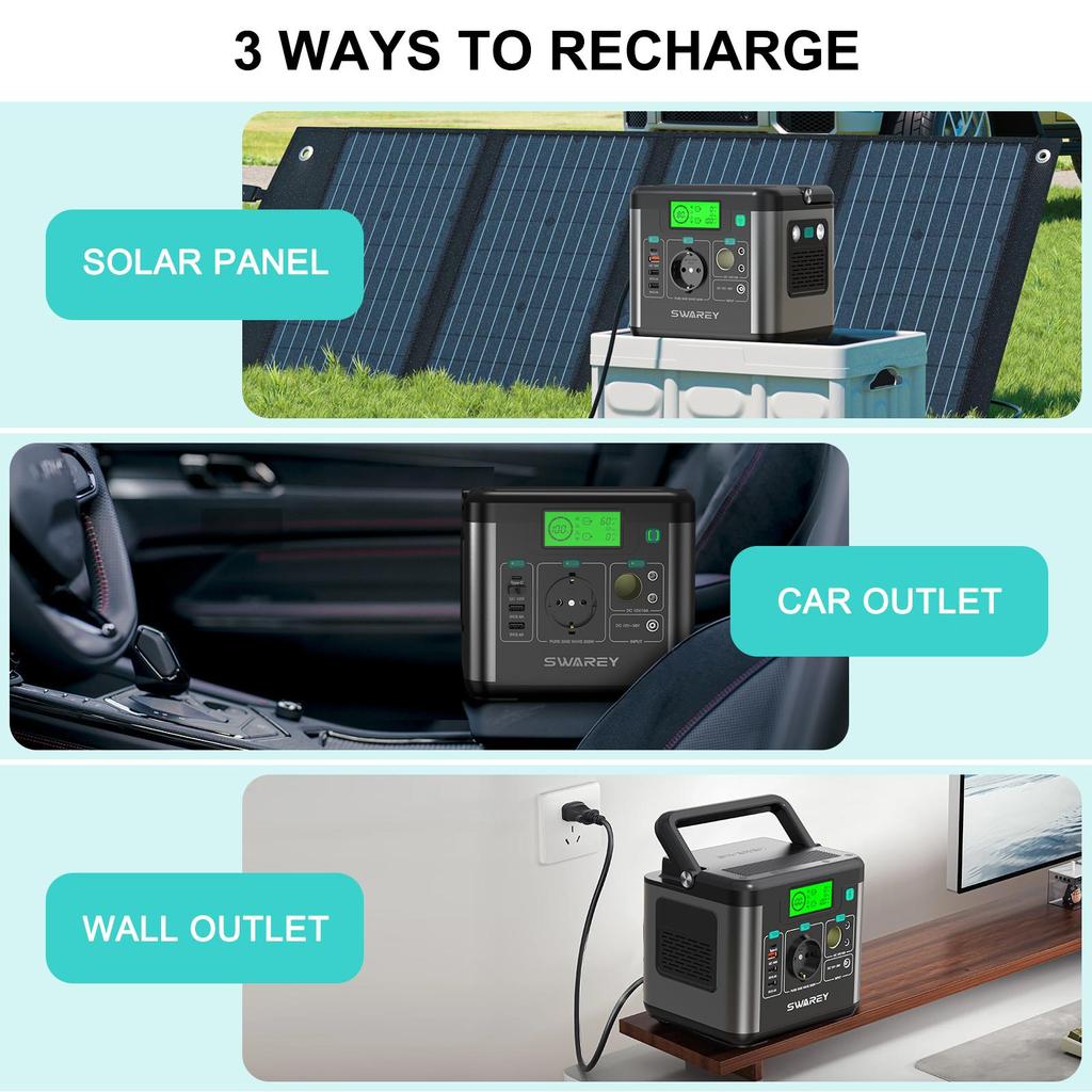 Power Station Power Generator 300W(Peak 600W) SWAREY S160 222Wh Solar Generator Power Bank Charger With 2x 100W Solar Panel