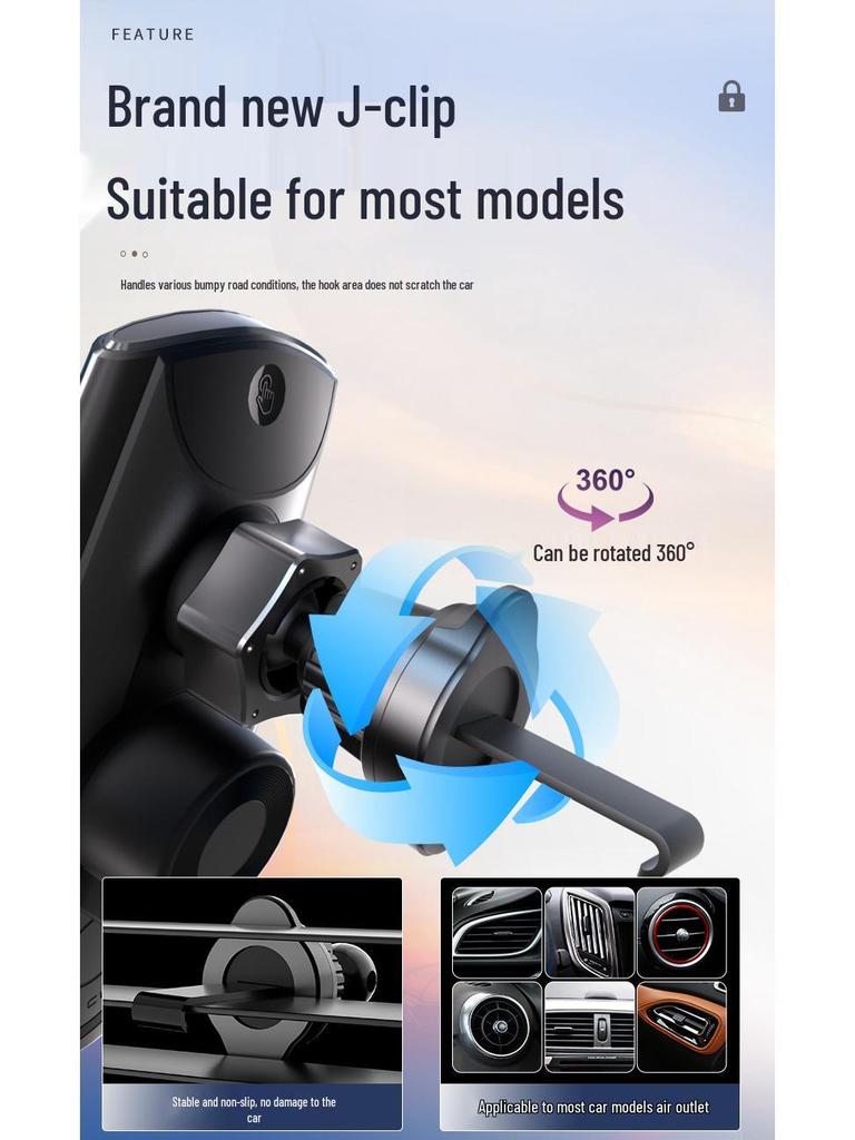 Q88 Magic Clip: Беспроводной автомобильный держатель для телефона 15 Вт со съемным магнитным зарядным устройством и поддержкой навигации