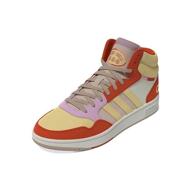 adidas Кроссовки Neo Hoops 3.0 Mid Прочные Кроссовки с Высоким Голенищем Женские Кроссовки Оранжевый Желтый FZ6573