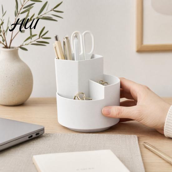 Multi-compartment Pen Holder 360 Degree Rotating Holder, Large Capacity Office Desk Organizer Desktop for School Home Storage Makeup Brush