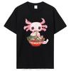 Kawaii Axolotl Ramen Noodles японское аниме Otaku Nu Goth футболка унисекс хлопковая футболка одежда большие футболки с рисунком