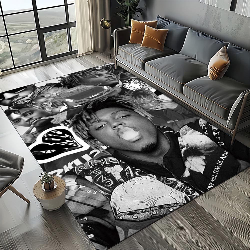 3D Print Juice WRLD 999 Legend Rapper Album Carpet Rug for Living Room Bedroom Home Sofa Decoration,Kids Play Non-slip Floor Mat