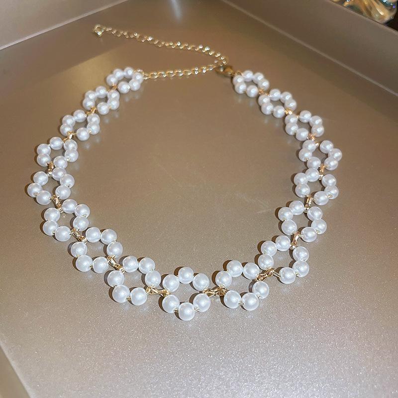 Французское ретро-колье с жемчужным цветком и надписью «Любовь», стильная цепочка на ключицу, подчеркивающая индивидуальность, украшение.